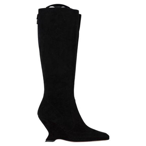 Dior Pointed-Tie Zipped Knee-High Boots in Black Suede - Picture 1 of 6